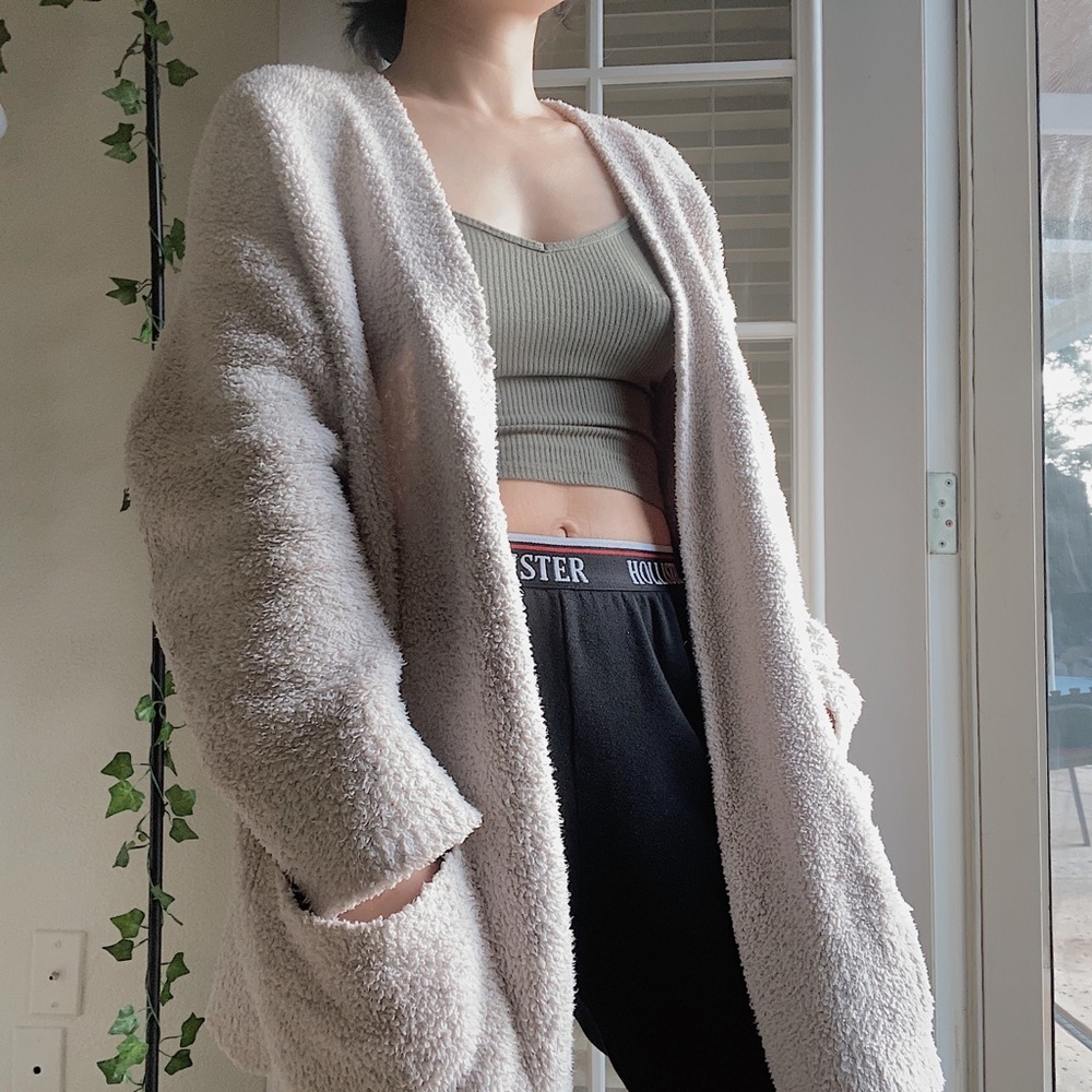 Barefoot dreams cozychic warm long open front cardigan S/M